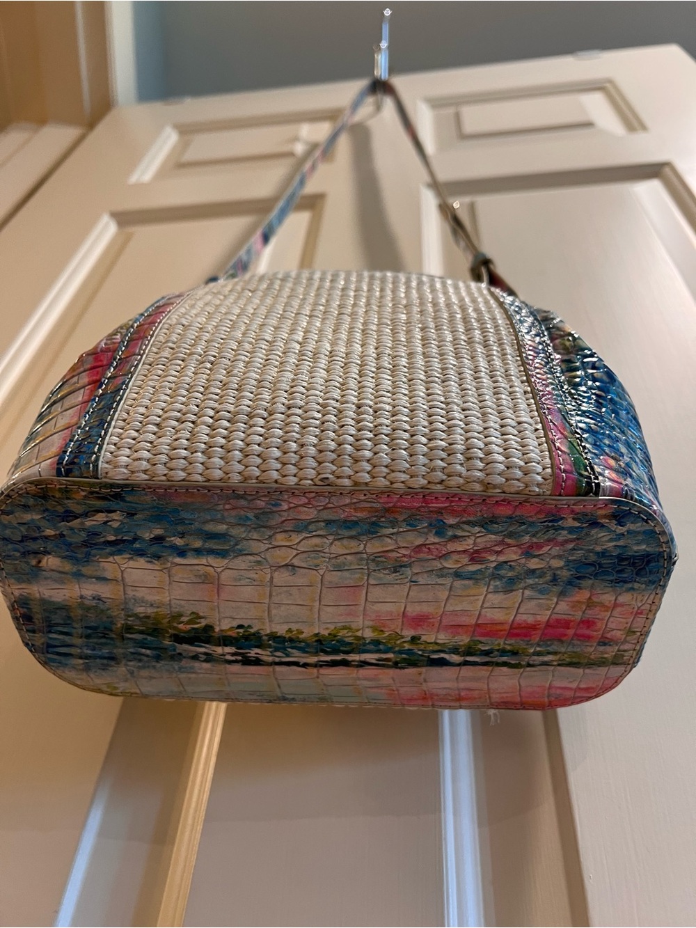 Brahmin Woven Straw Margo Crossbody Bag with Multicolor Trim - Picture 5 of 9